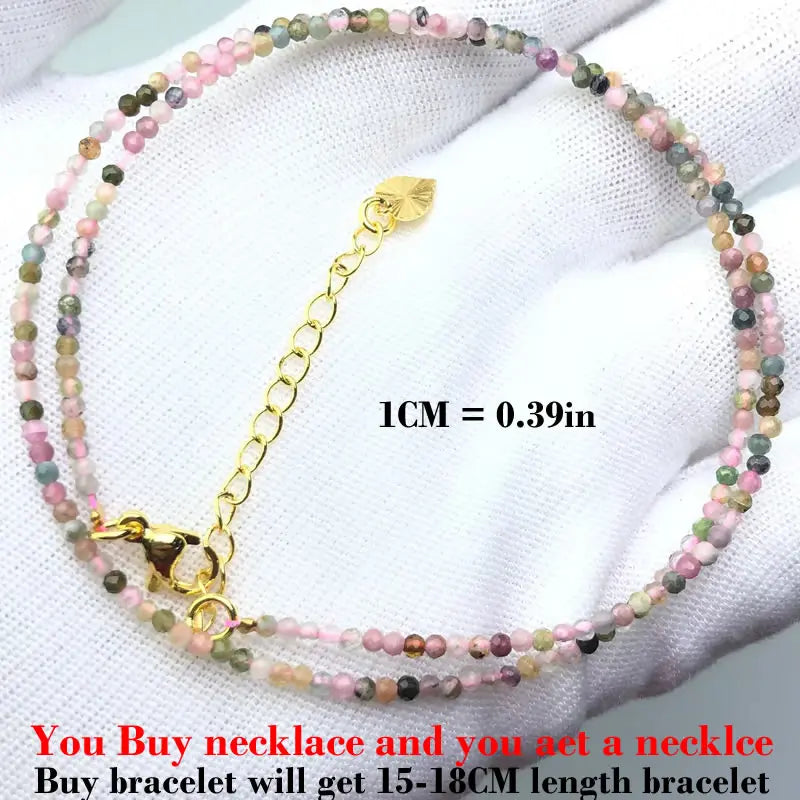 Simple Bohemian Natural Stone Cut the Shiny Beads Necklace Bracelet Set for Women Charms Fashion Female Party Gift Jewelry