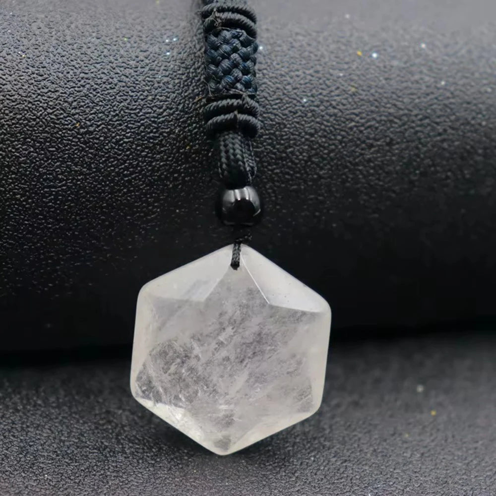 1pcs Obsidian Hexagram Pendant Necklace Energy Stone Healing Amethyst Pendant Necklace for Men and Women Gemstone Jewelry