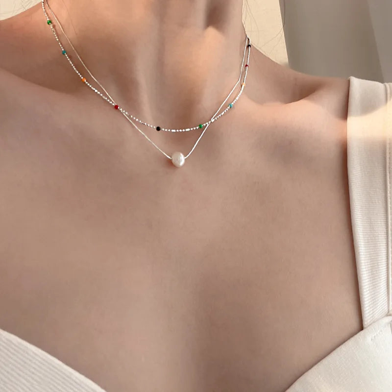 New 925 Sterling Silver Necklace Simple Personality Charm Choker Birthday Gift for Women Exquisite Jewelry Accessories