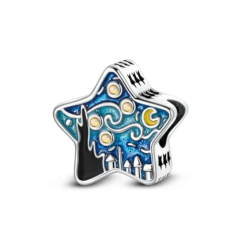 925 Sterling Silver Charms Fit Original Bracelets Star Moon Sun Spaceman Pendant Beads DIY Women Necklaces Jewelry