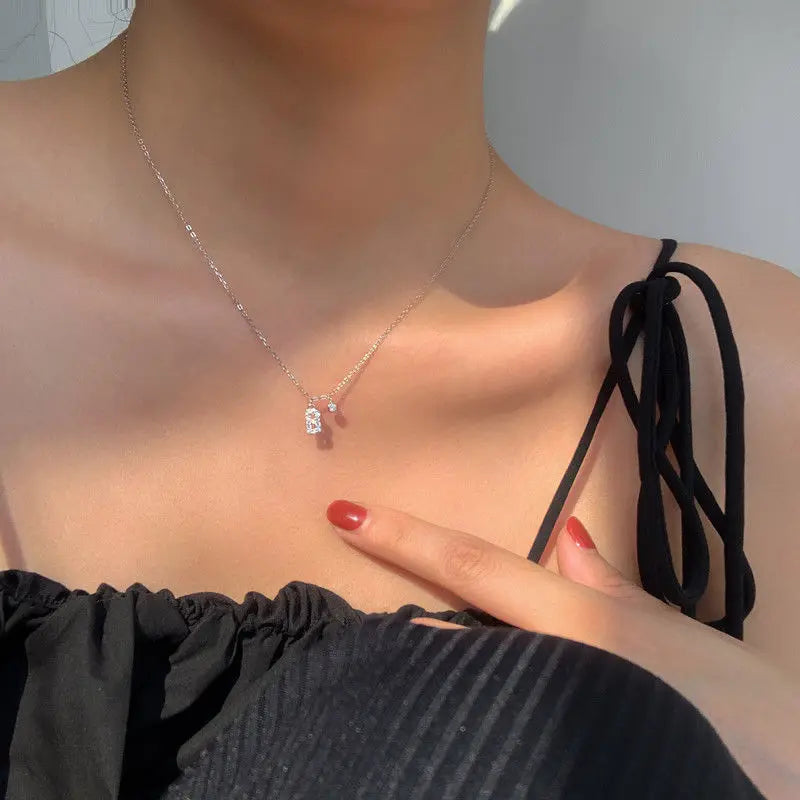 925 Sterling Silver Letter Necklace Shiny Zircon Letter Pendant Collar Chain Your Name Necklace Wedding Jewelry Birthday Gift
