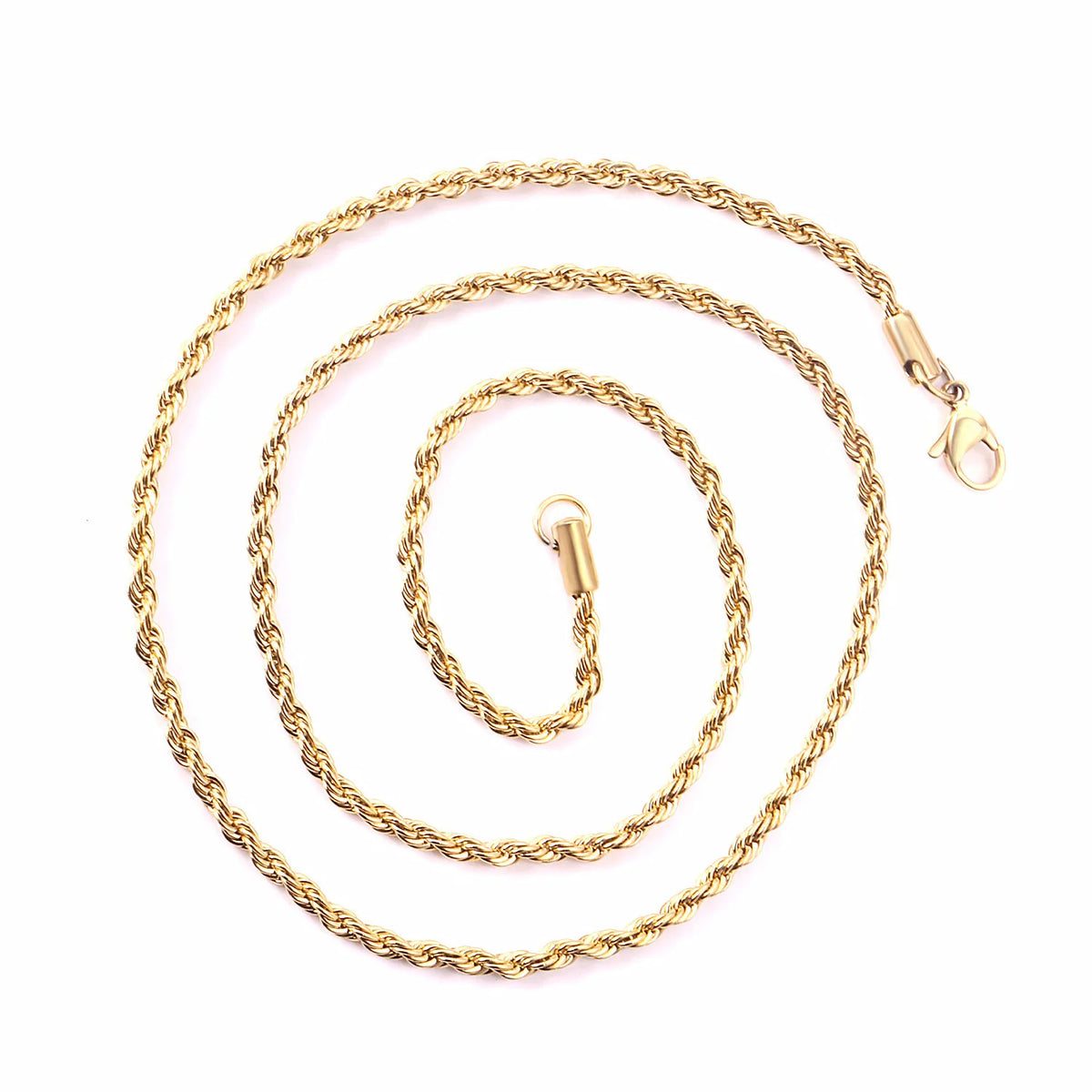 Classic Dainty Gold Color Rope Chain Necklaces for Women Men Chic Twisted Collar Waterproof Stainless Steel Link 2/3/4mm Width