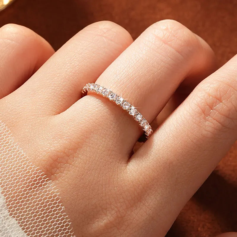 OXTAO Rose/Silver/Gold Color Moissanite Wedding Bands Ring  Anniversary Jewelry Gifts for Women Man 2mm D VVS1 Stackable Minimalist Finger Rings 14K Gold Filled