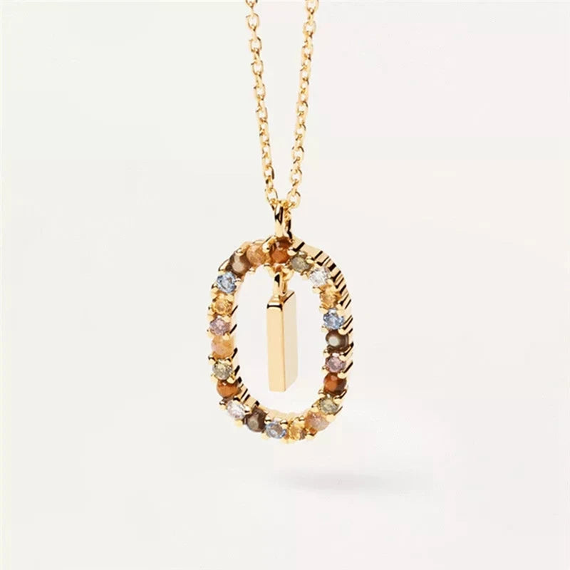 26 English Letters Pendant Necklace Zircon Fashion A - Z Initial M S C K Trendy Alphabet Long Chain For Women My Name Jewelry