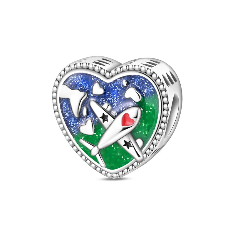 Original 925 Sterling Silver Charms Love Travel London Bus Paris Eiffel Tower Beads Fit Bracelets Necklaces Women DIY Jewelry
