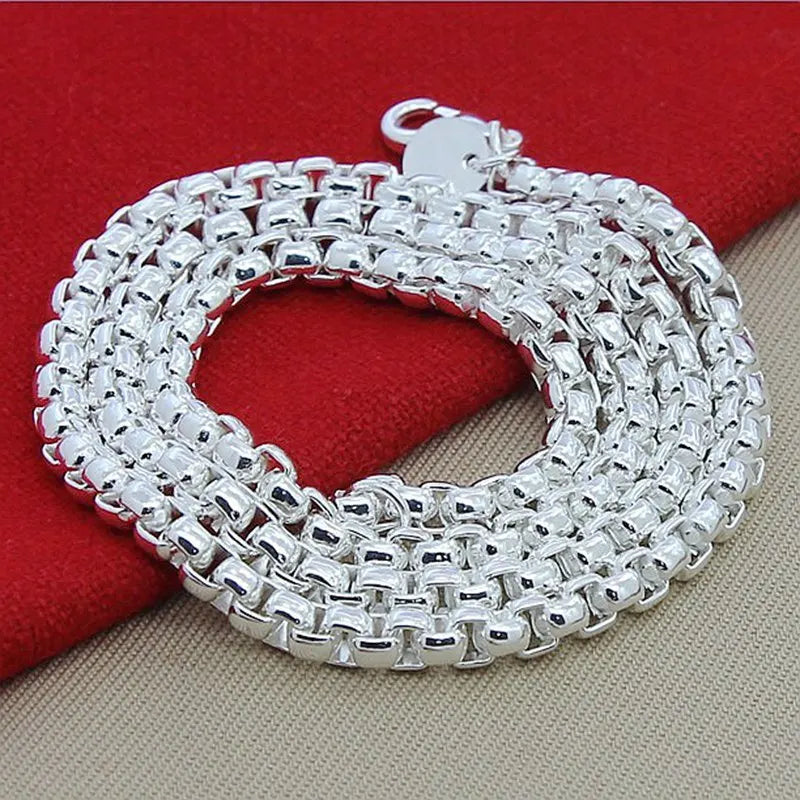 hot 925 Sterling Silver Round Box Chain 20/24Inch Necklace For Woman Men Fashion Wedding Engagement Charm Jewelry