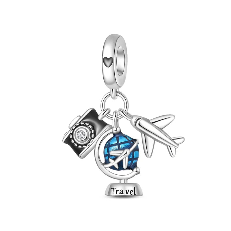Original 925 Sterling Silver Charms Love Travel London Bus Paris Eiffel Tower Beads Fit Bracelets Necklaces Women DIY Jewelry