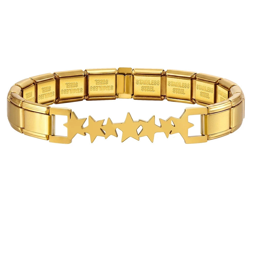 Italian Charm Link for Women Men 9mm Width Silver Gold Color Chain Stainless Steel Bracelet on Hand DIY Making Jewelry Wholesale
