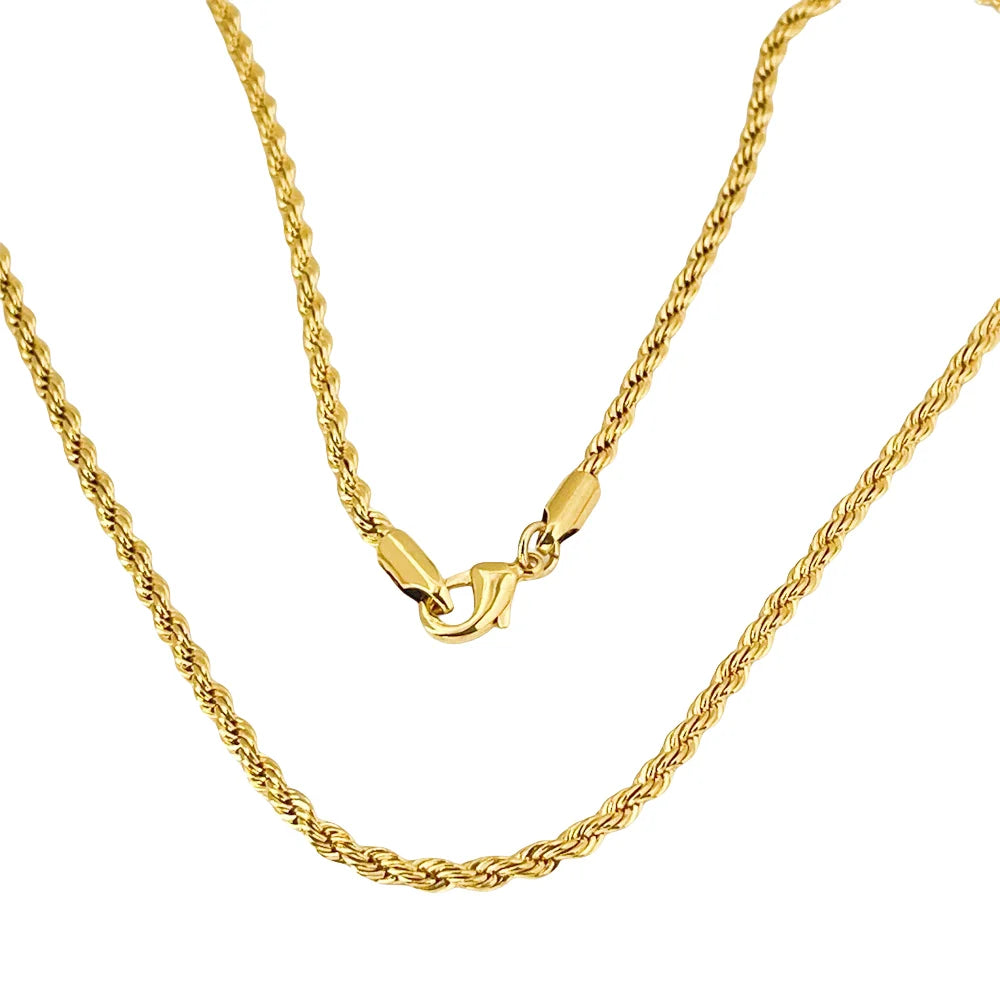 Andara Luxury 925 Sterling Silver Gold Plated 3MM Twisted Rope Necklace for Women Men Accessories Jewelry 40-60CM