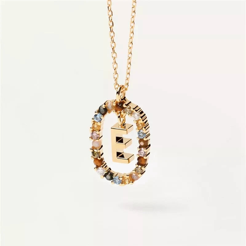 26 English Letters Pendant Necklace Zircon Fashion A - Z Initial M S C K Trendy Alphabet Long Chain For Women My Name Jewelry