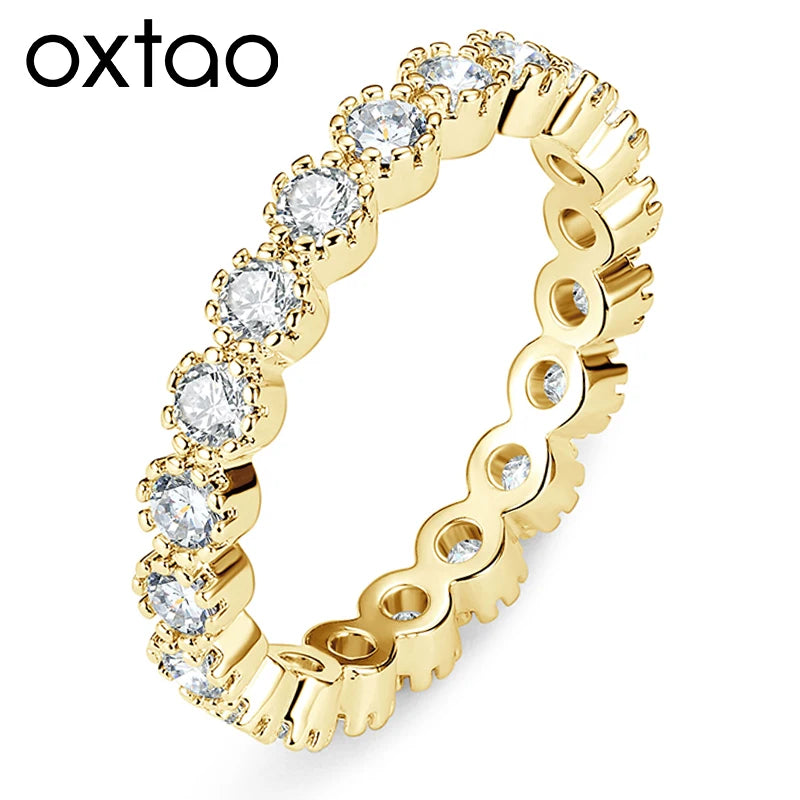 OXTAO Certified Moissanite Eternity Stackable Engagement Ring for Women Men 14K Gold Filled 2.5mm D VVS1 Wedding Band Ring Anniversary Jewelry Gift