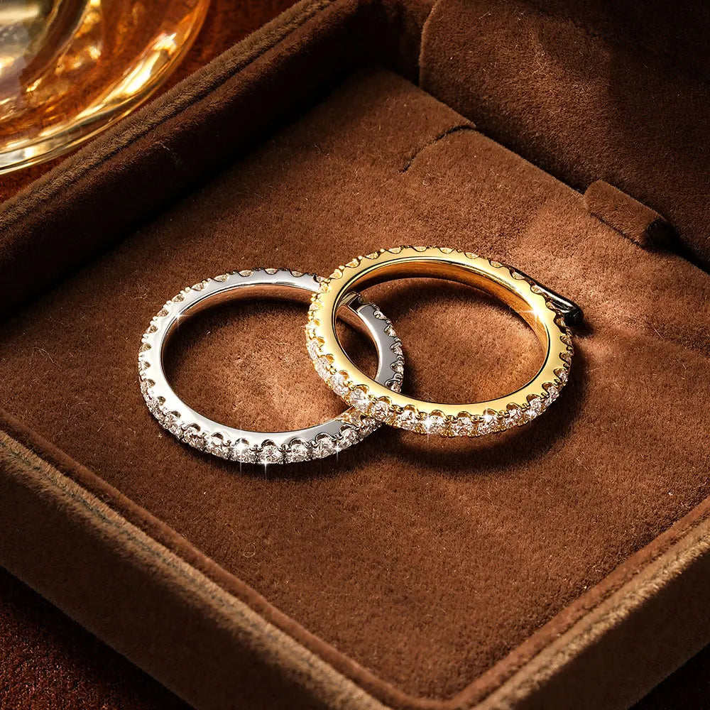 OXTAO Rose/Silver/Gold Color Moissanite Wedding Bands Ring  Anniversary Jewelry Gifts for Women Man 2mm D VVS1 Stackable Minimalist Finger Rings 14K Gold Filled