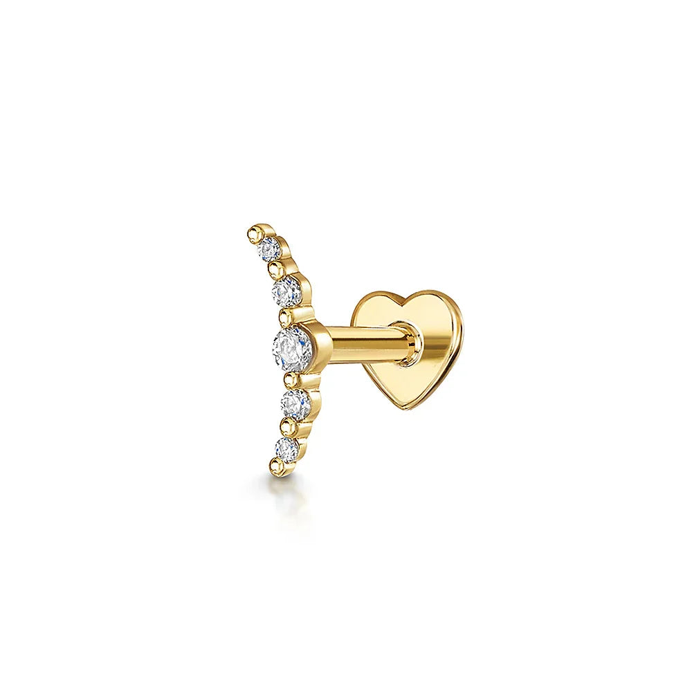 CANNER 1PC 925 Sterling Silver Crown Horse Eye Zircon Heart Flat Head Cartilage Piercing Stud Earring For Women Claasic Earring