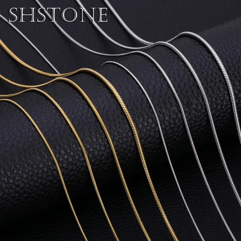 SHSTONE 1mm/2mm/3mm Women Snake Chain Men 925 Sterling Silver 40-75cm Necklaces Fashion Choker Jewelry Classics Neck Necklace