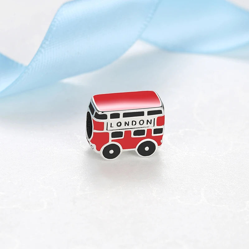 Original 925 Sterling Silver Charms Love Travel London Bus Paris Eiffel Tower Beads Fit Bracelets Necklaces Women DIY Jewelry