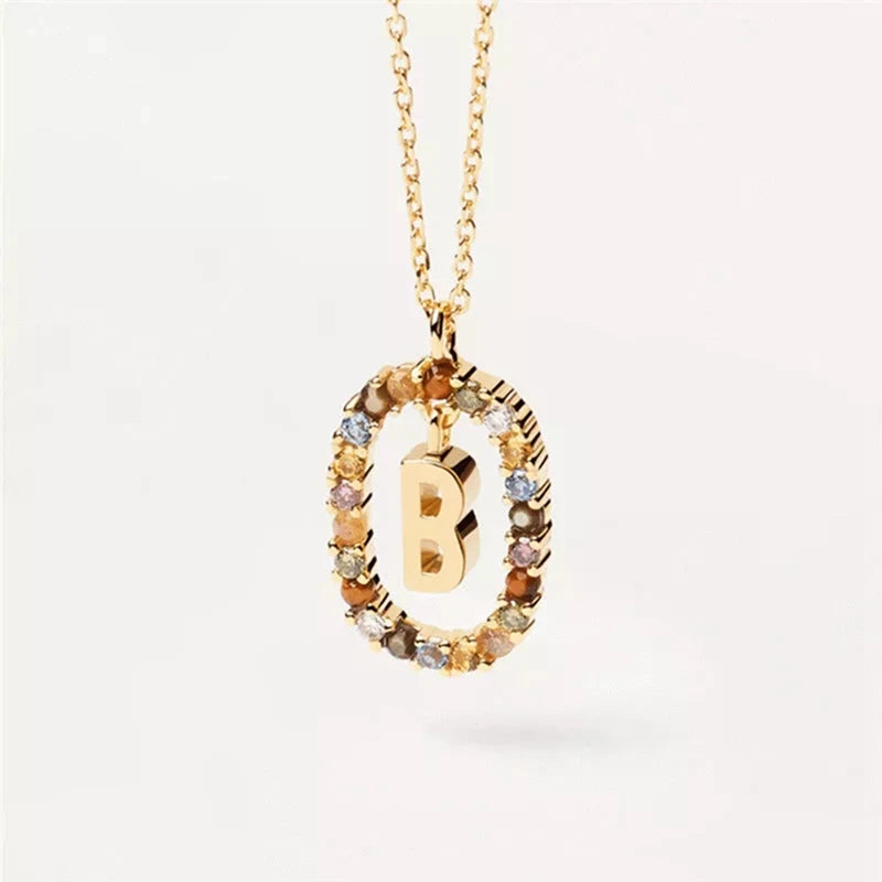 26 English Letters Pendant Necklace Zircon Fashion A - Z Initial M S C K Trendy Alphabet Long Chain For Women My Name Jewelry