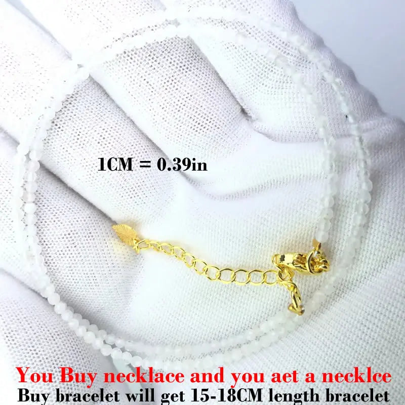 Simple Bohemian Natural Stone Cut the Shiny Beads Necklace Bracelet Set for Women Charms Fashion Female Party Gift Jewelry