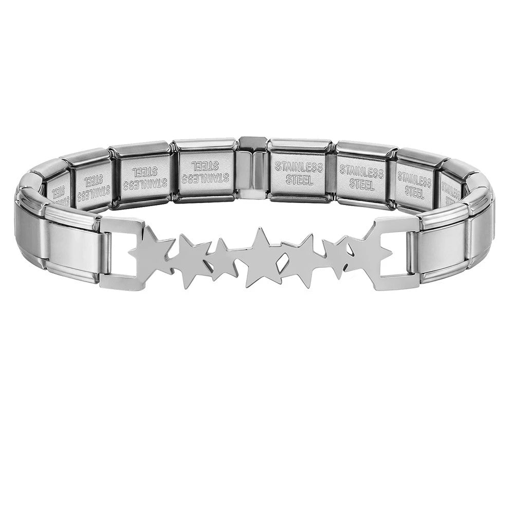 Italian Charm Link for Women Men 9mm Width Silver Gold Color Chain Stainless Steel Bracelet on Hand DIY Making Jewelry Wholesale