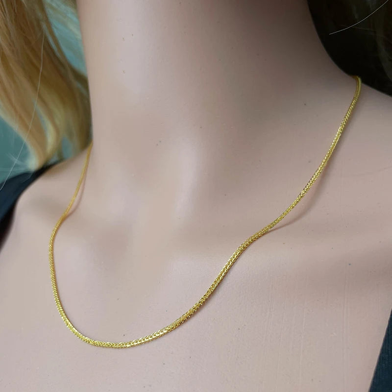 45-60cm 3mm 925 Sterling Silver Gold Chain Necklace Women's Italian Jewelry