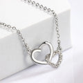 925 Sterling Silver Zircon Double Heart Necklaces For Women Girls Wedding Luxury Designer Jewelry Accessories Argent 925