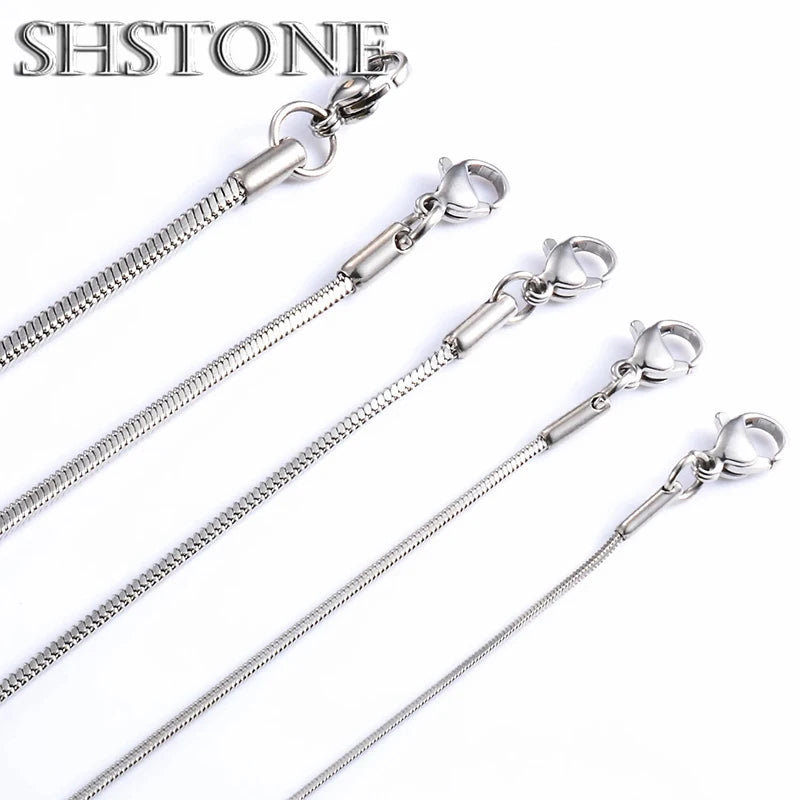 SHSTONE 1mm/2mm/3mm Women Snake Chain Men 925 Sterling Silver 40-75cm Necklaces Fashion Choker Jewelry Classics Neck Necklace