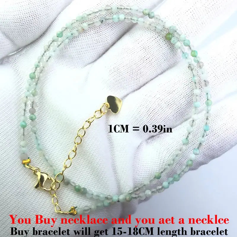 Simple Bohemian Natural Stone Cut the Shiny Beads Necklace Bracelet Set for Women Charms Fashion Female Party Gift Jewelry