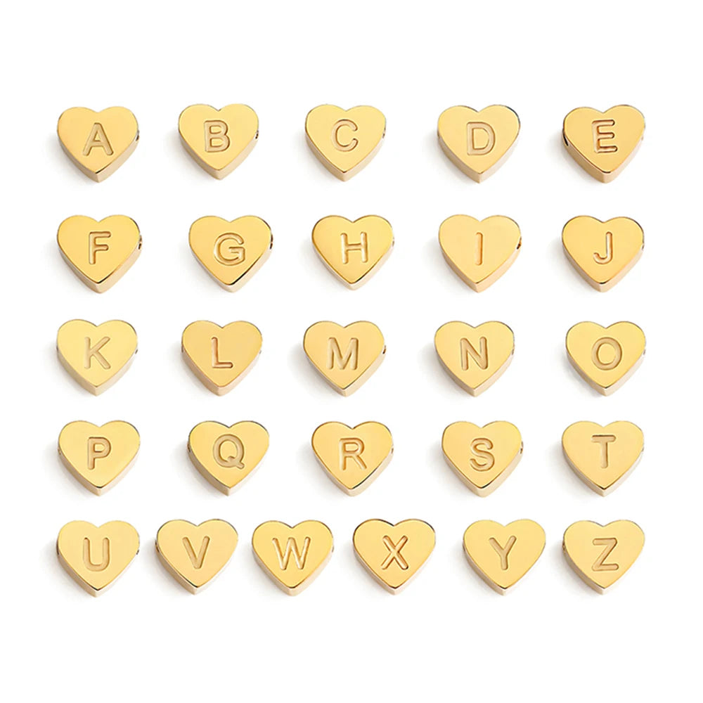 EMANCO Initial Name Heart Shape Pendant for Necklaces Stainless Steel Necklace for Women Bracelet Make Earrings Jewelry