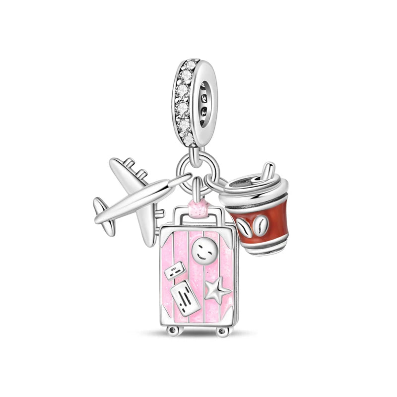 Original 925 Sterling Silver Charms Love Travel London Bus Paris Eiffel Tower Beads Fit Bracelets Necklaces Women DIY Jewelry