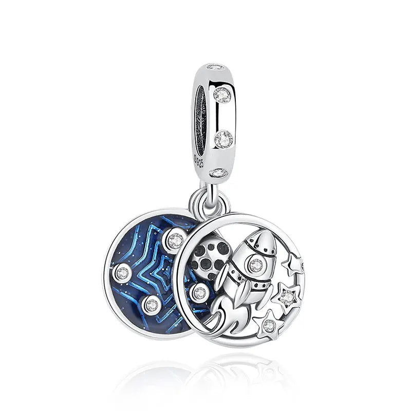 925 Sterling Silver Charms Fit Original Bracelets Star Moon Sun Spaceman Pendant Beads DIY Women Necklaces Jewelry