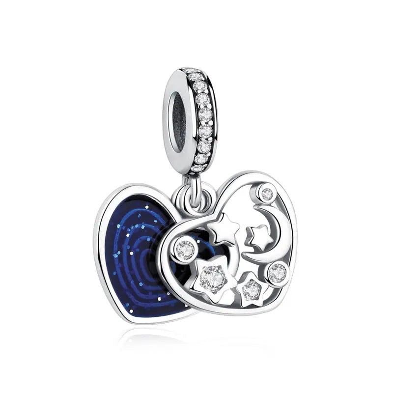 925 Sterling Silver Charms Fit Original Bracelets Star Moon Sun Spaceman Pendant Beads DIY Women Necklaces Jewelry