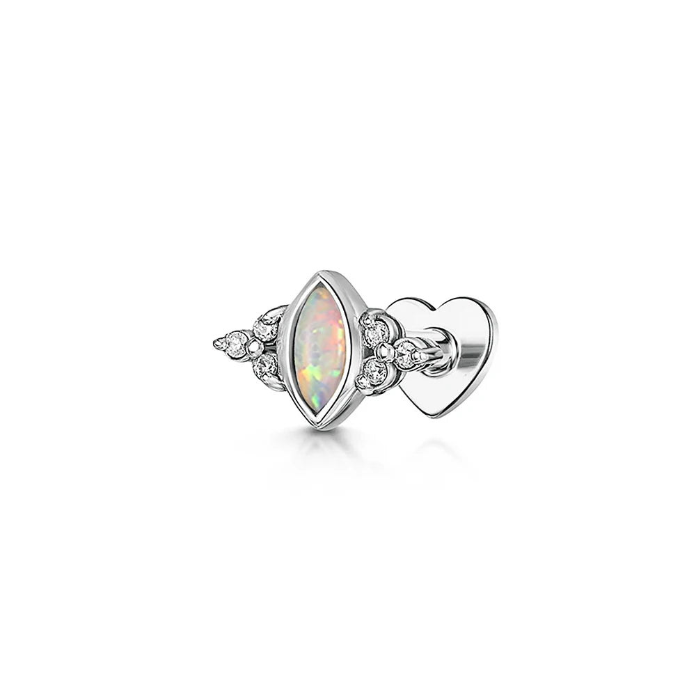 CANNER 1PC 925 Sterling Silver Crown Horse Eye Zircon Heart Flat Head Cartilage Piercing Stud Earring For Women Claasic Earring