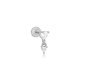 CANNER 1PC 925 Sterling Silver Crown Horse Eye Zircon Heart Flat Head Cartilage Piercing Stud Earring For Women Claasic Earring