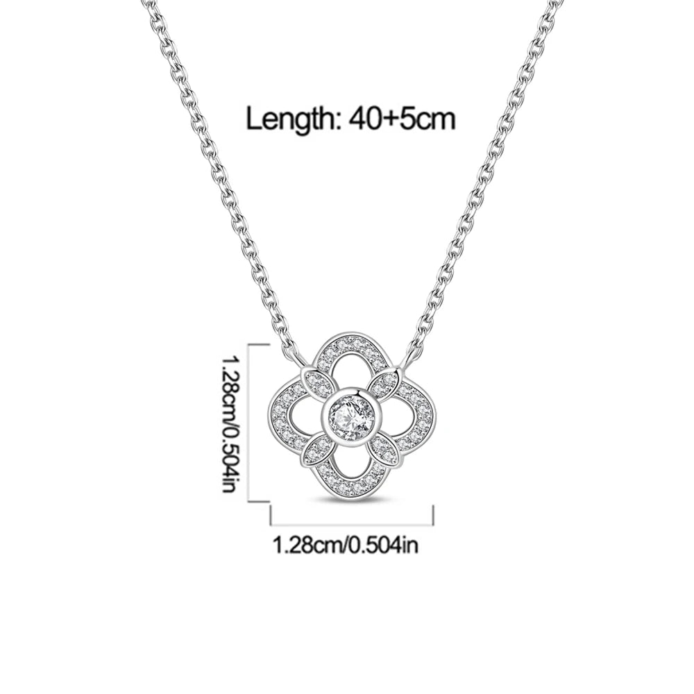 Simple and Elegant 925 Sterling Silver Seashell Teardrop Four-Leaf Clover Star Moon Bible Crystal Lock Necklace Precious Gifts