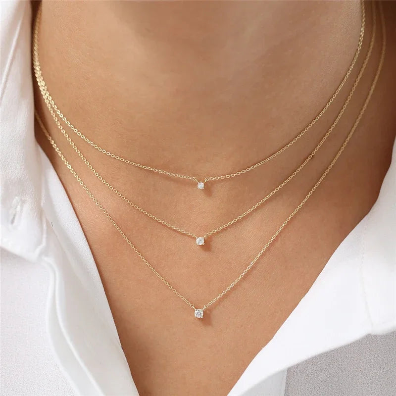 Aide 925 Sterling Silver Trendy INS Style Various Pendant Necklaces For Women Zircon Snake Heart Charm Clavicle Choker Jewelry