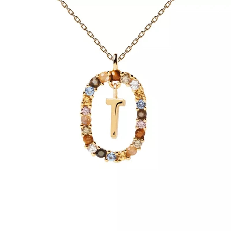 26 English Letters Pendant Necklace Zircon Fashion A - Z Initial M S C K Trendy Alphabet Long Chain For Women My Name Jewelry
