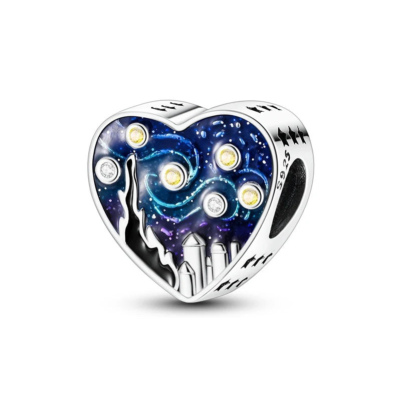 925 Sterling Silver Charms Fit Original Bracelets Star Moon Sun Spaceman Pendant Beads DIY Women Necklaces Jewelry