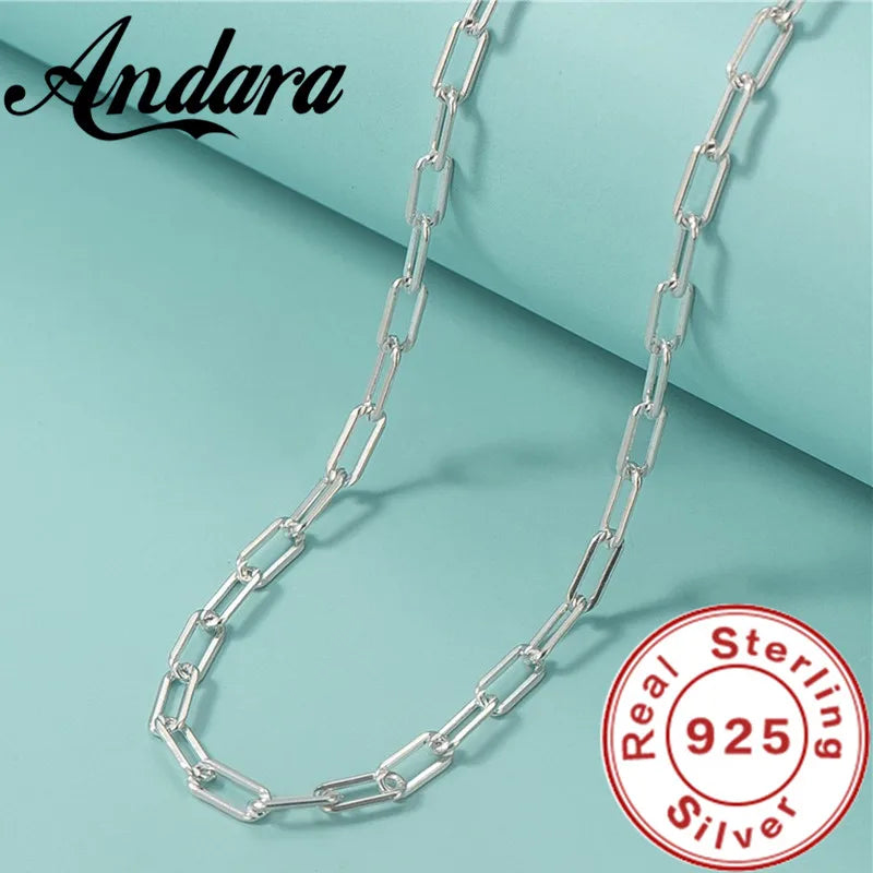 Andara Authentic 925 Sterling Silver Paper Clip Necklace With 18k Gold Plated Chain Necklace For Men And Women