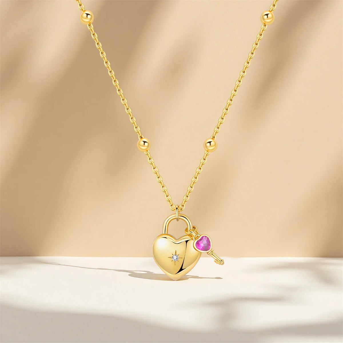 Minimalist Dainty 925 Sterling Silver Heart Lock and Key Y-shaped Chain Necklace 18K Gold Plated Jewelry Gift For Women Birthday