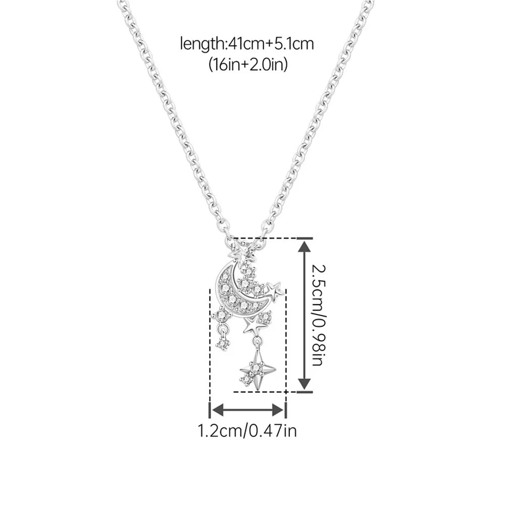 Simple and Elegant 925 Sterling Silver Seashell Teardrop Four-Leaf Clover Star Moon Bible Crystal Lock Necklace Precious Gifts