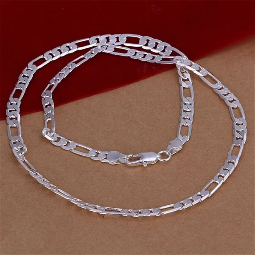New Original 45-60CM Pretty 6MM Flat Chain 925 Sterling Silver Necklace for Men Women Fashion Jewelry Wedding Engagement Gift