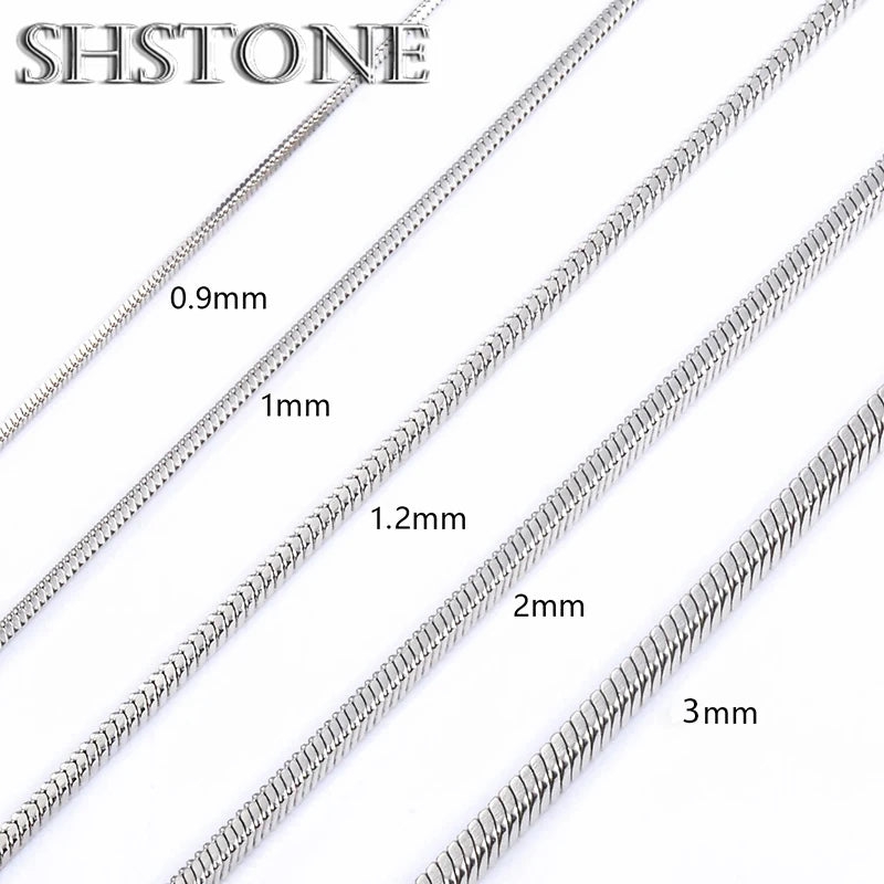 SHSTONE 1mm/2mm/3mm Women Snake Chain Men 925 Sterling Silver 40-75cm Necklaces Fashion Choker Jewelry Classics Neck Necklace