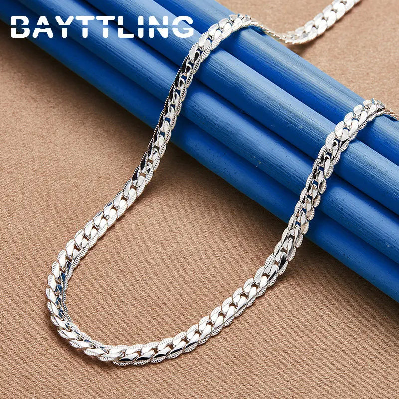 925 Silver 16-24Inch 40-60cm 18K Gold 5mm Full Sideways Chain Necklace For Women Man Fashion Wedding Party Charm Jewelry