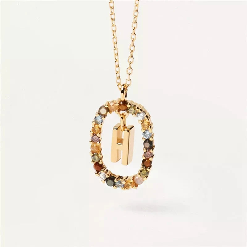 26 English Letters Pendant Necklace Zircon Fashion A - Z Initial M S C K Trendy Alphabet Long Chain For Women My Name Jewelry