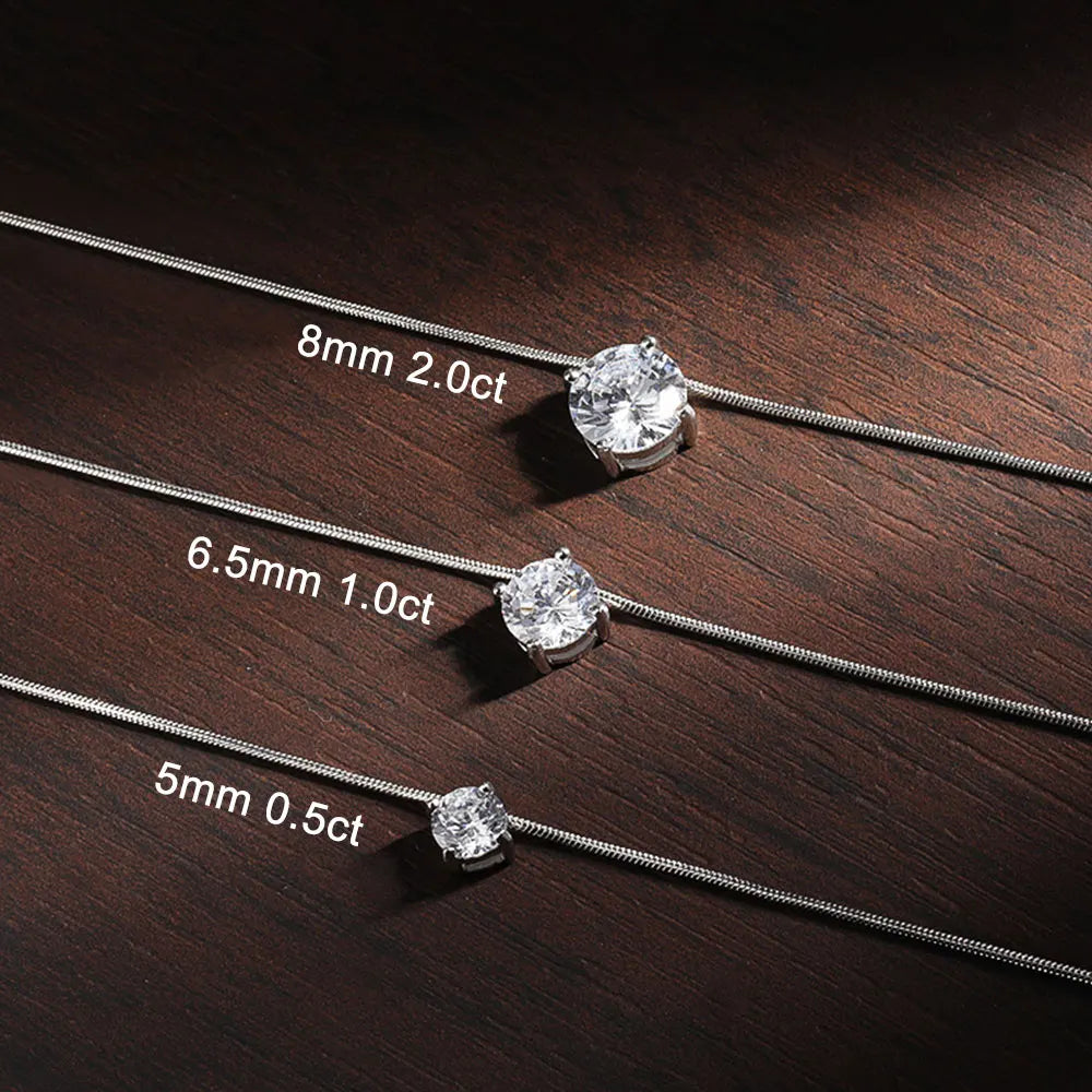 KNOBSPIN D VVS1 Moissanite Pandent Necklace s925 Sterling Silver Plated 18k White Gold GRA Certified Dainty Necklaces for Women