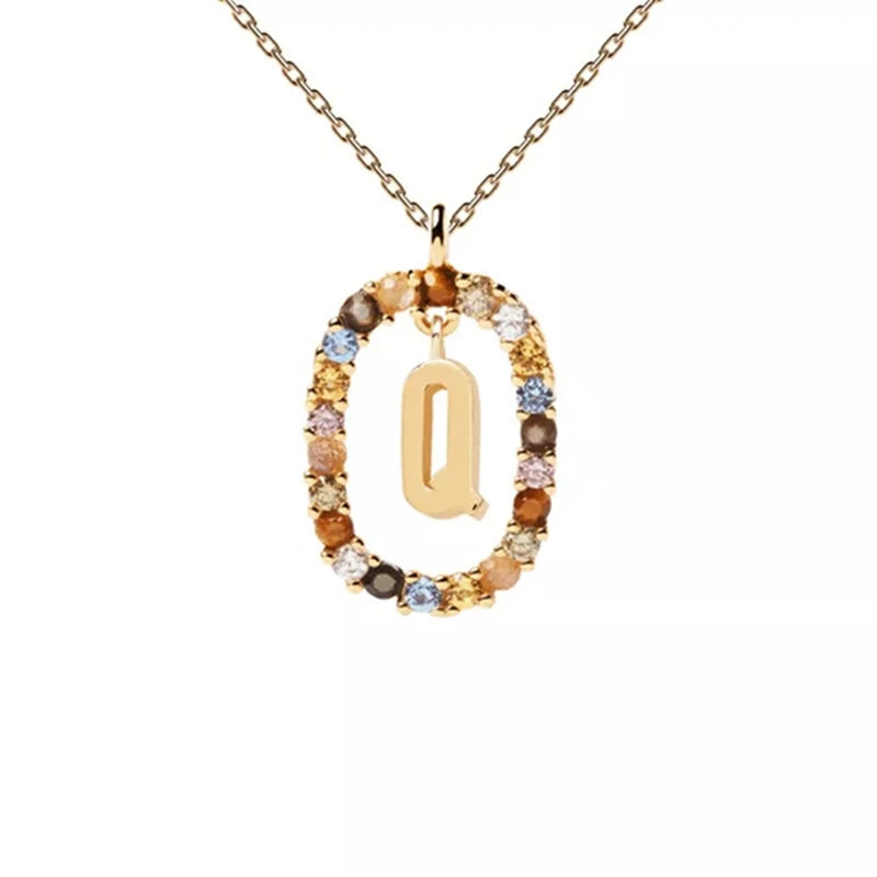 26 English Letters Pendant Necklace Zircon Fashion A - Z Initial M S C K Trendy Alphabet Long Chain For Women My Name Jewelry