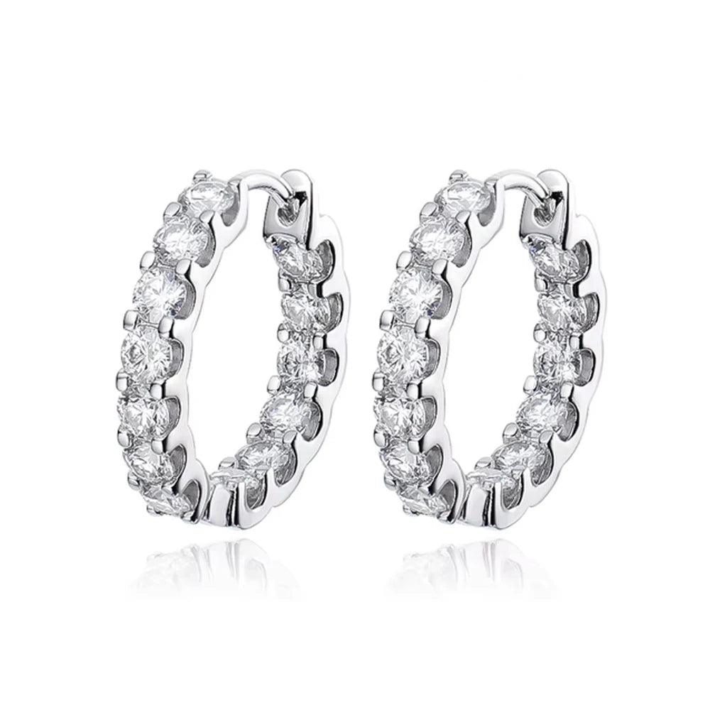 KNOBSPIN 2.6ct D Color Moissanite Earring 925 Sterling Sliver Plated White Gold Hoop Earring for Women Wedding Party Jewelry
