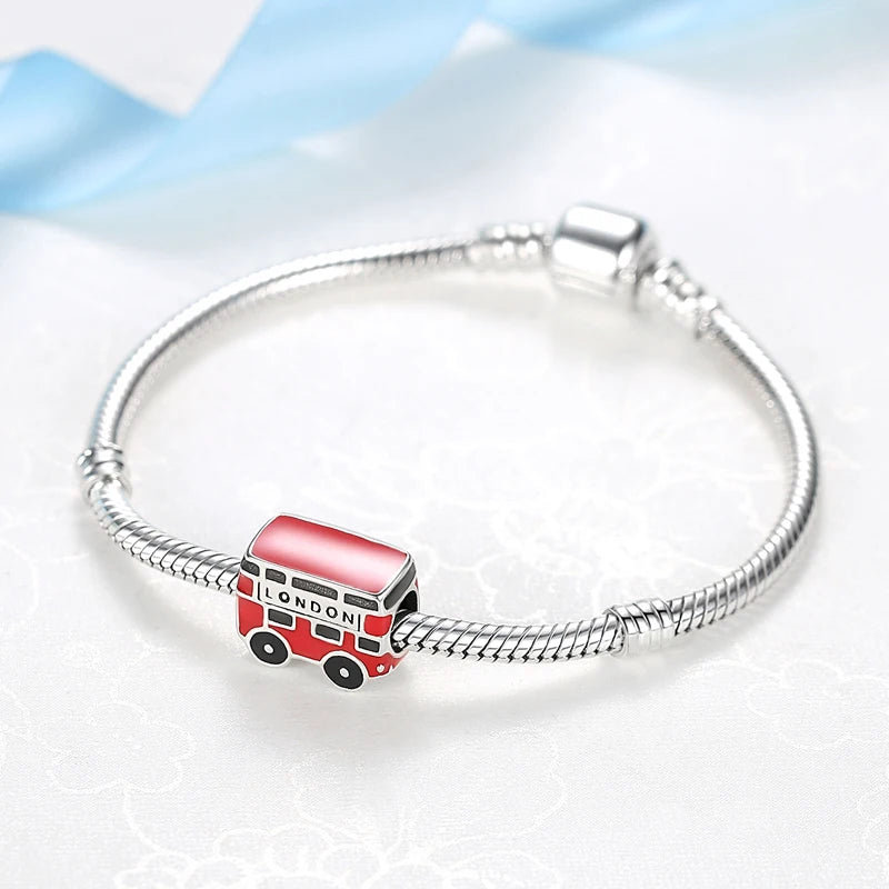 Original 925 Sterling Silver Charms Love Travel London Bus Paris Eiffel Tower Beads Fit Bracelets Necklaces Women DIY Jewelry
