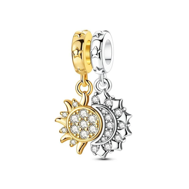 925 Sterling Silver Charms Fit Original Bracelets Star Moon Sun Spaceman Pendant Beads DIY Women Necklaces Jewelry