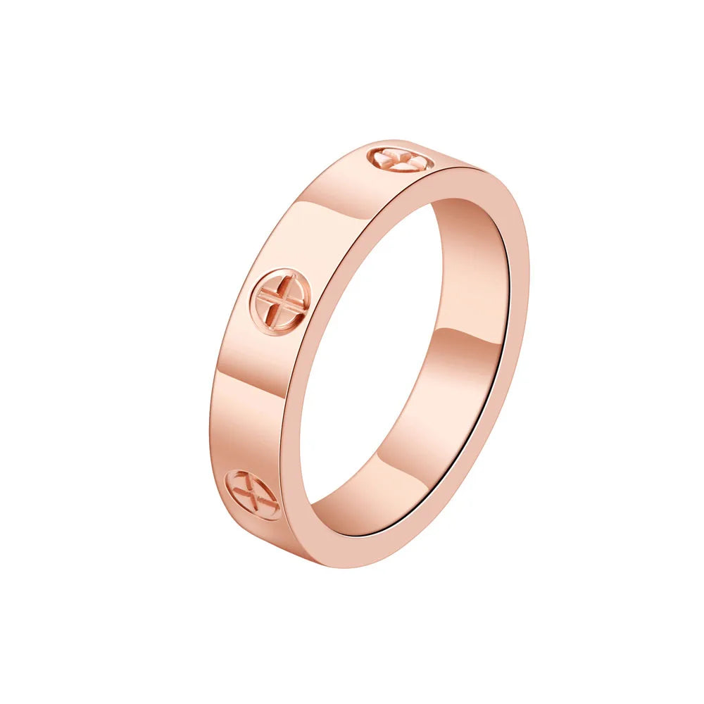 Classic Stainless Steel Cross with Zircon Love Rings for Women Men Couple Finger Ring Luxury Jewelry Wedding Party Gift