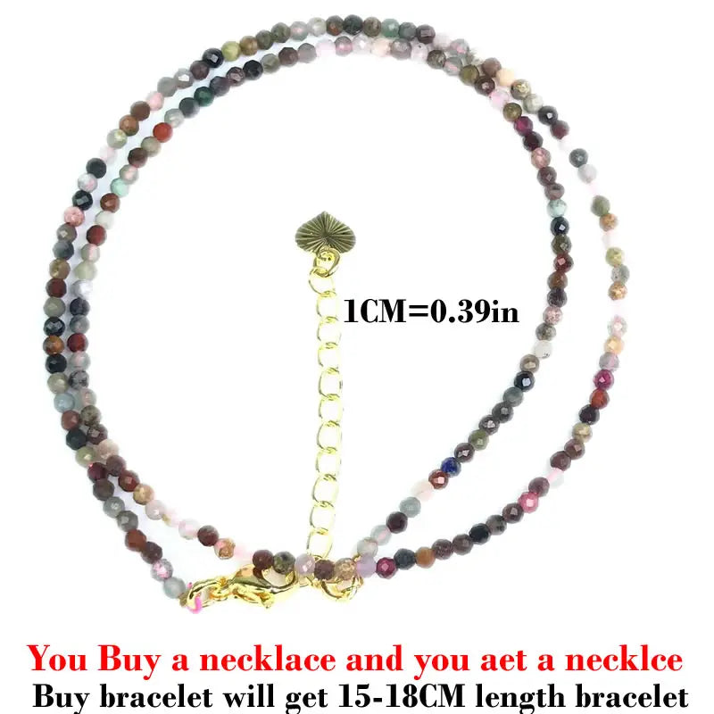 Simple Bohemian Natural Stone Cut the Shiny Beads Necklace Bracelet Set for Women Charms Fashion Female Party Gift Jewelry